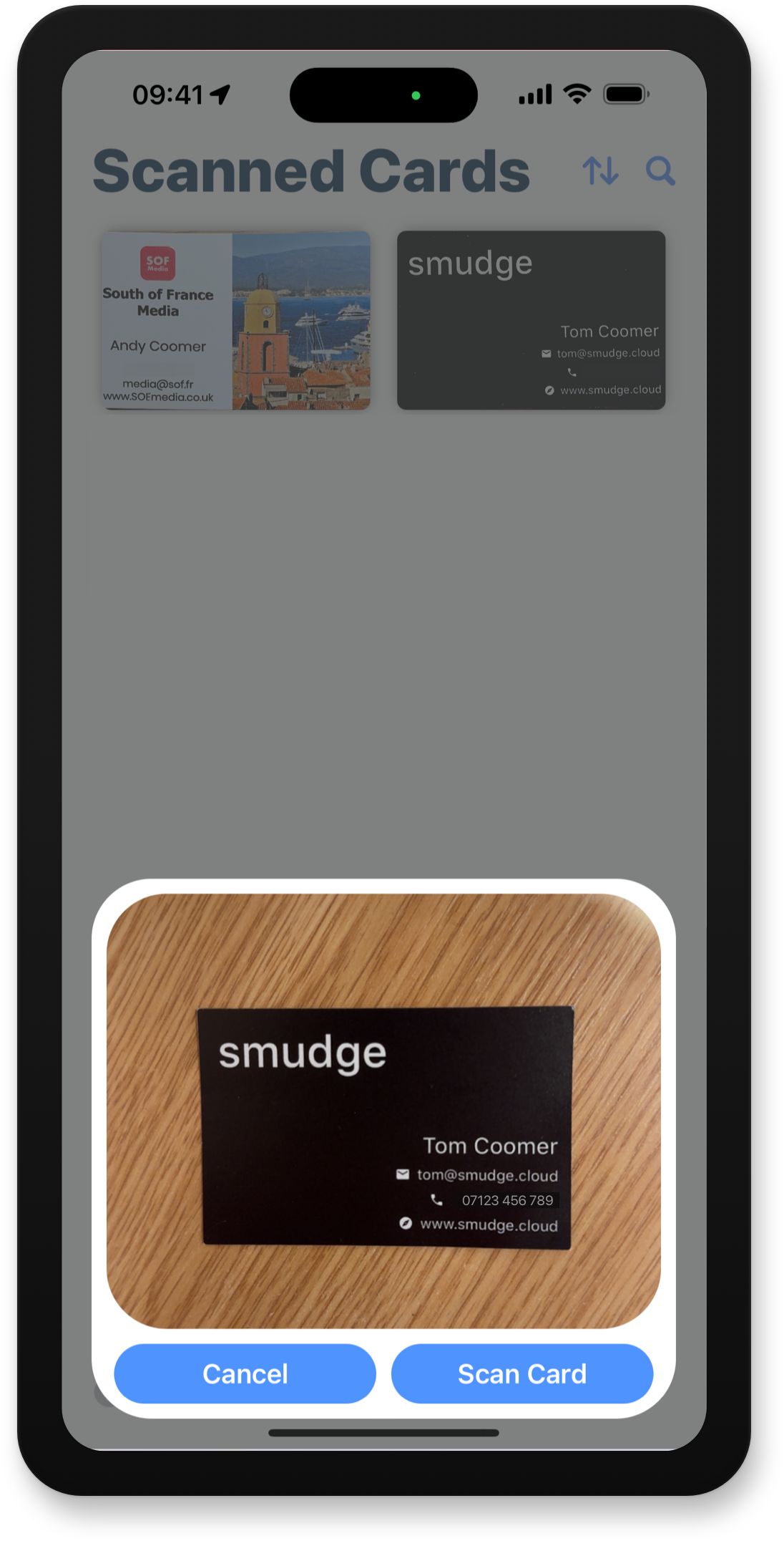 Smudge Business Card Scan An intelligent business card scanner