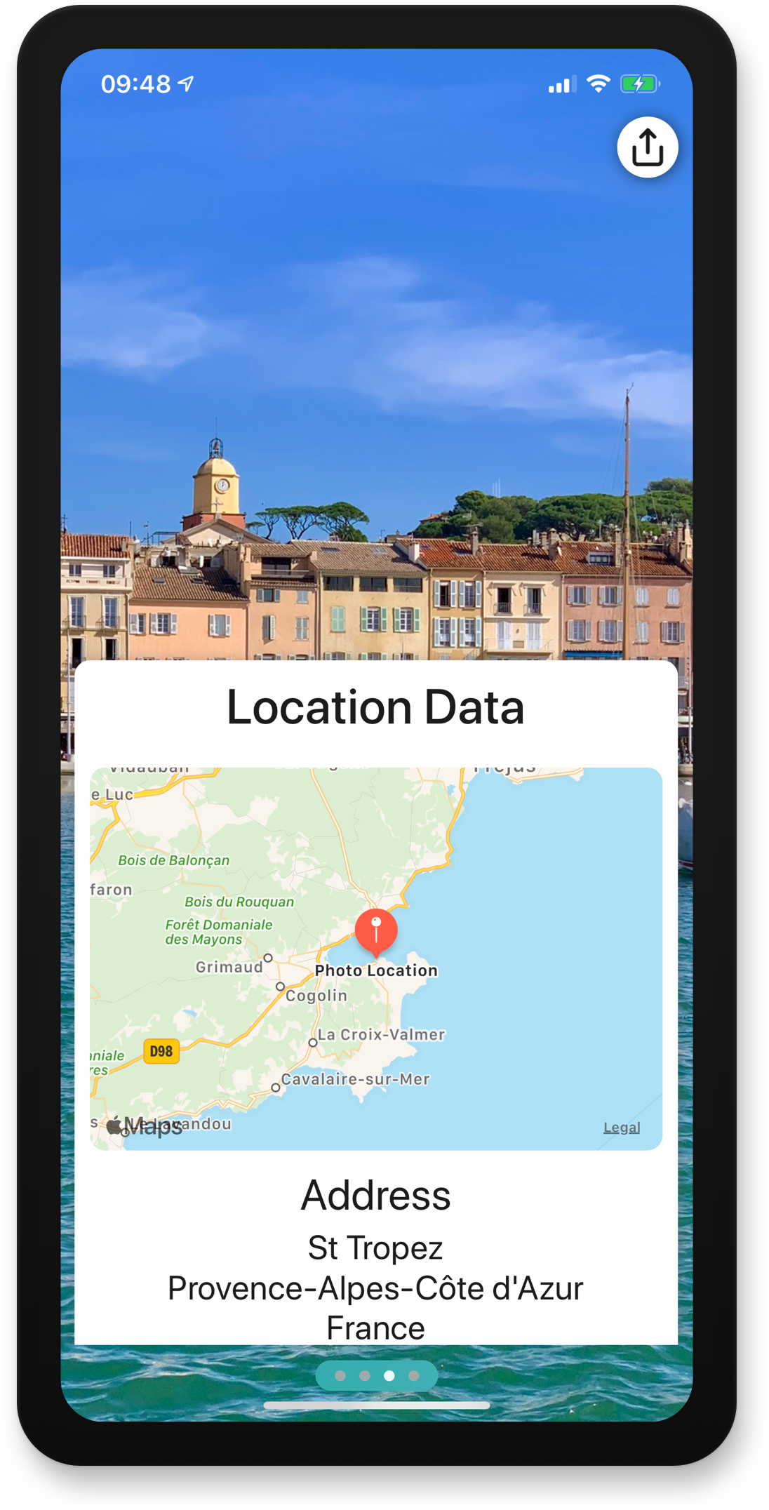 Metadata App Image Location Data Screenshot