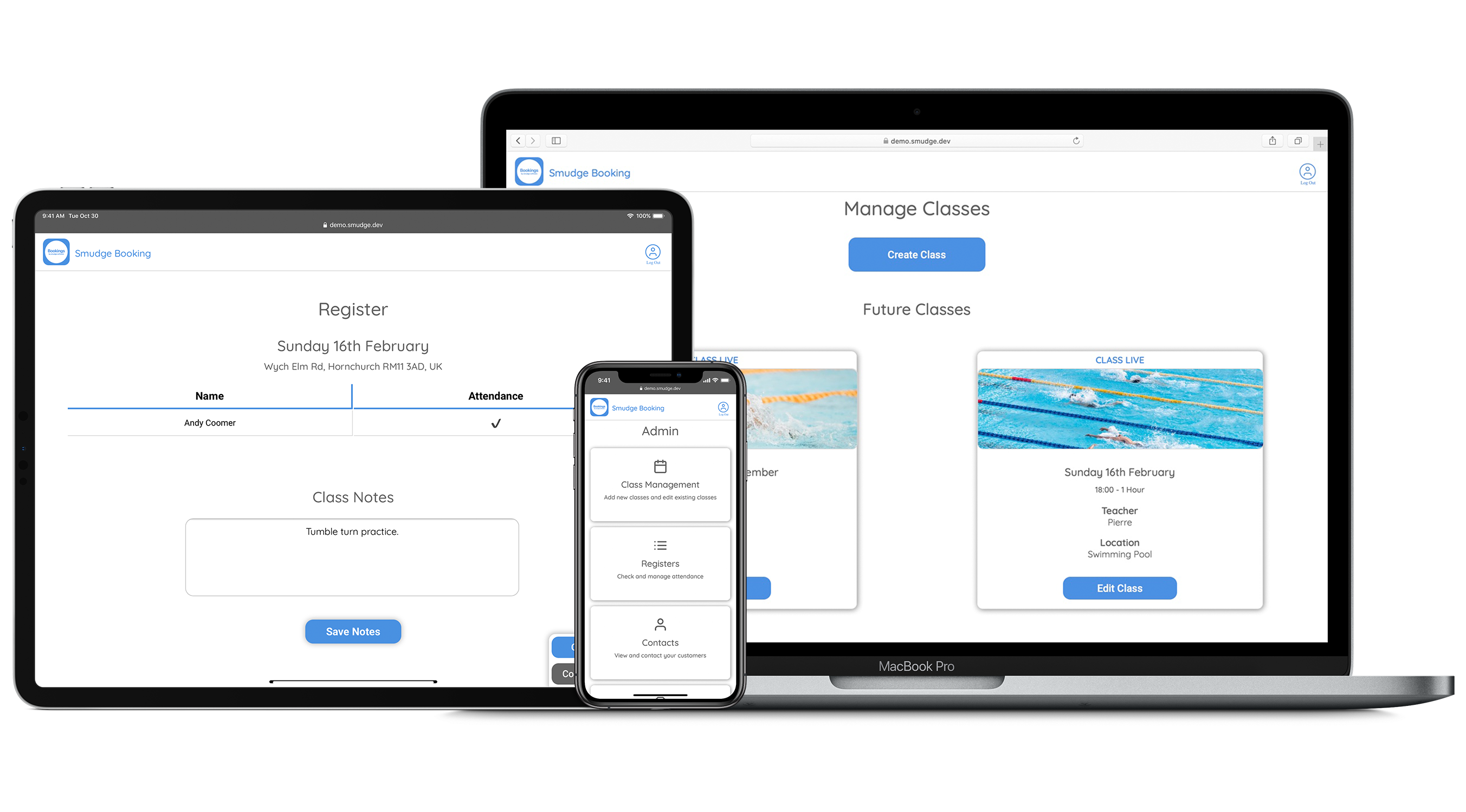 Smudge Booking Software Admin Console