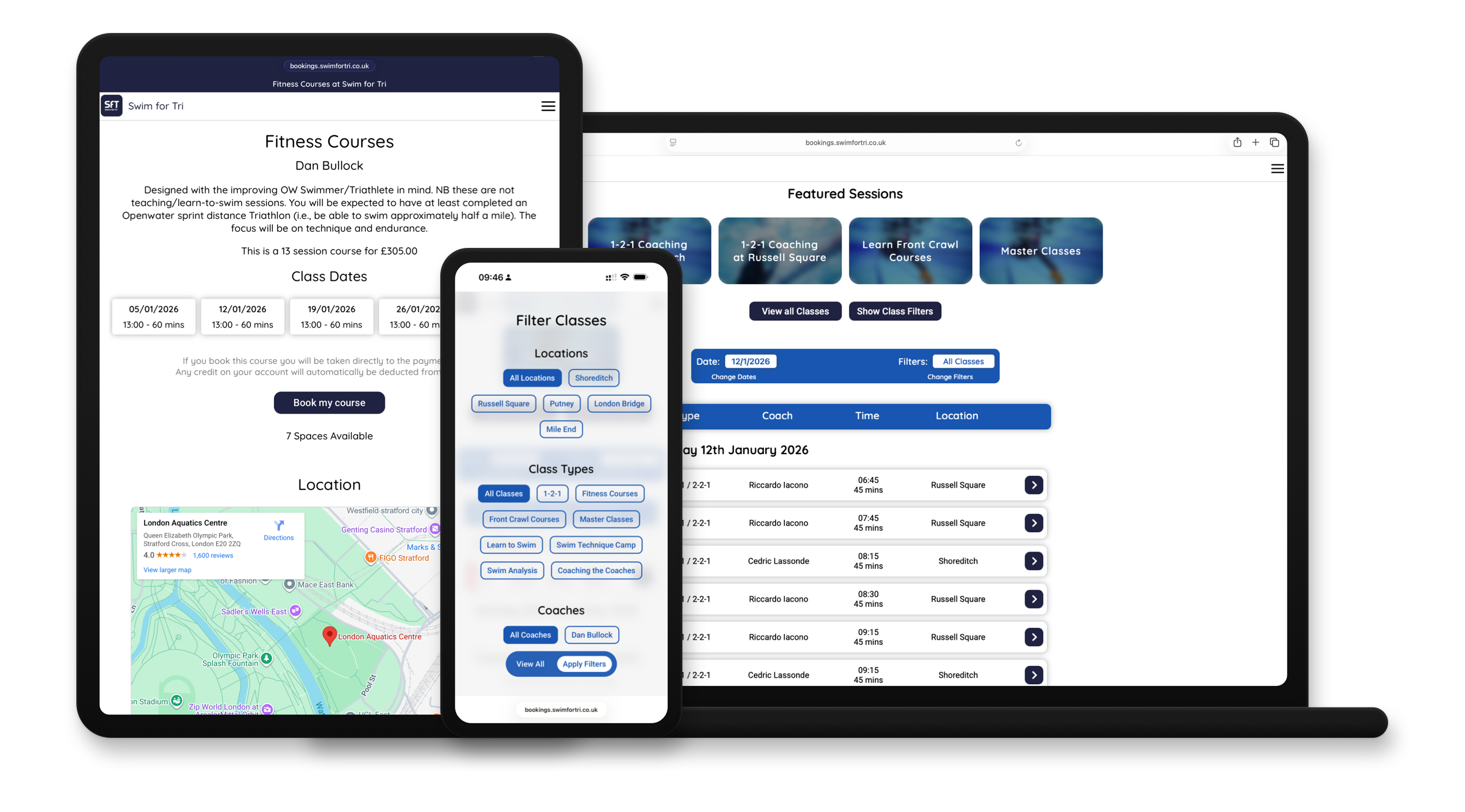 Smudge Website Development - Swim for Tri Online Booking Website